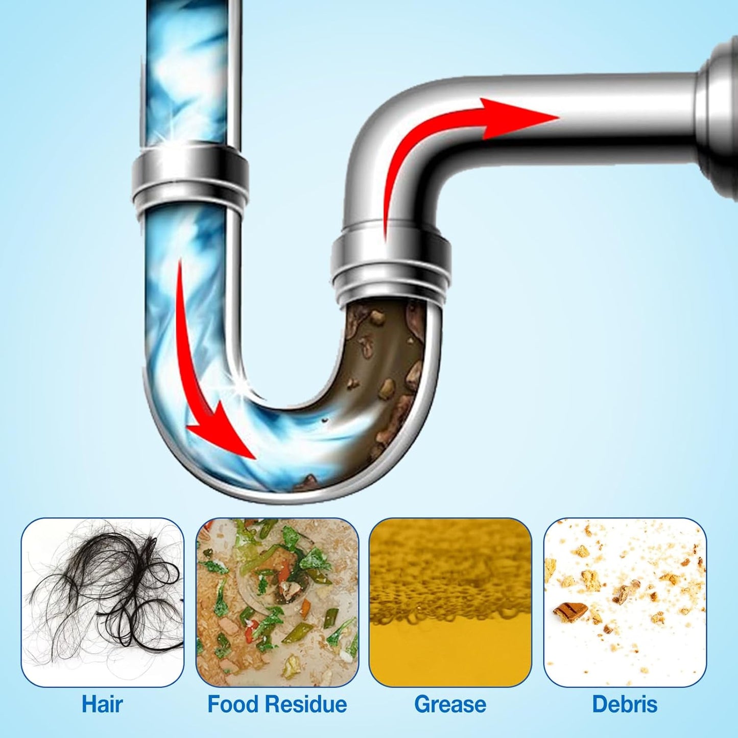 400g Large Capacity Drain Cleaner: Fast Sink Clog Remover and Powerful Foam Unclogger for Hair & Grease, Kitchen & Bathroom Pipe Cleaner, 3.0 Formula