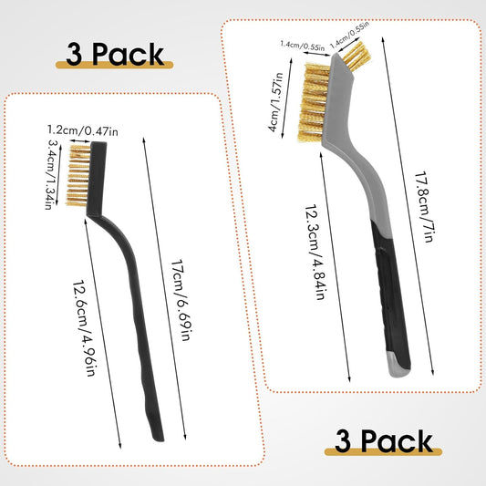 6 Pieces Wire Brushes Set, Small Metal Brass/Stainless Steel/Nylon Brushes for Cleaning Metal Rust Remover and Paint Removal