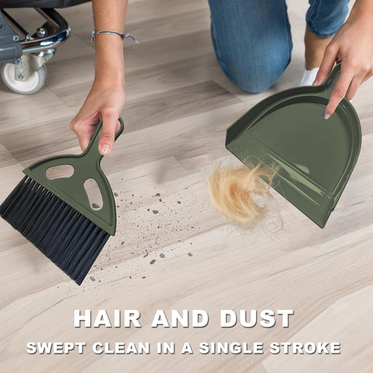 Mini Broom and Dustpan Set Small Broom with Dustpan Combo Set Portable Cleaning Tools for Home Office RV Learning Camping (White+Grey)