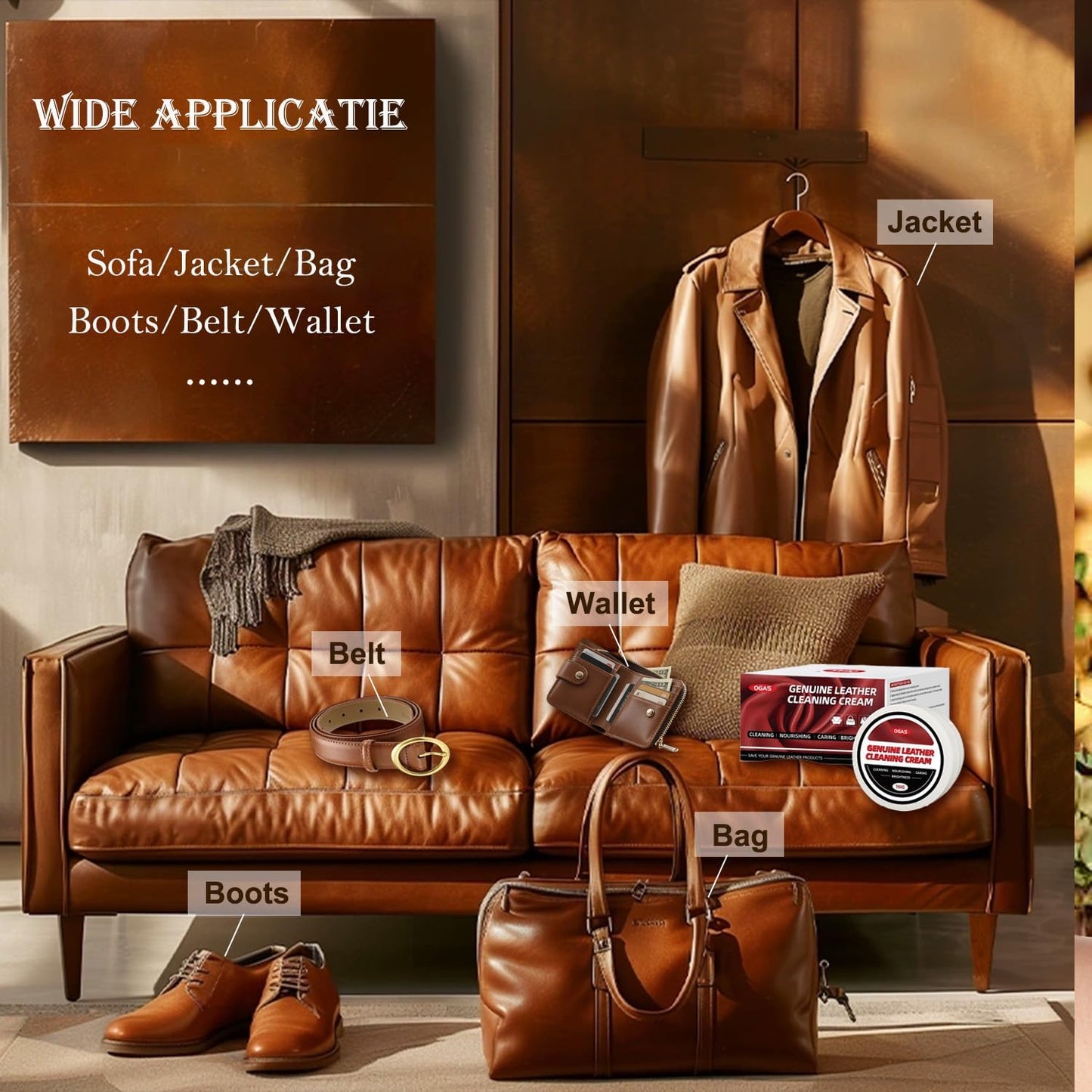 Natural Leather Conditioner & Cleaner Paste with Coconut Oil, Waterproof Leather Care Balm for Boots Shoes Bags Jackets Furniture, Softens Restores Protects Full Grain Smooth Leather-5.3Oz