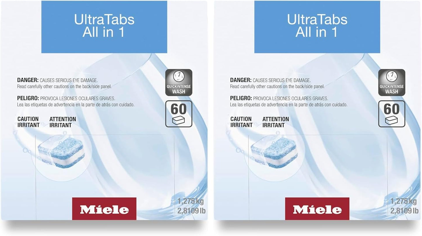 Miele Genuine UltraTabs All in 1 Dishwasher, 60 Detergent Tablets