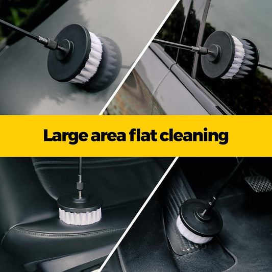 Holikme 5Pack Drill Brush Attachment Set-Car Interior Detailing Kit,Power Scrubber Brush Extended Long Attachment for Bathroom, Car,Shower,Carpet,Boat,Kitchen,Floor and Tile,White