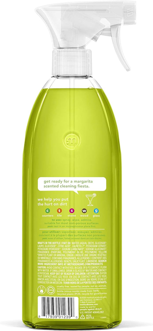 Method All-Purpose Cleaner Spray, Lime + Sea Salt, Perfect for Most Counters, Tiles, Stone, and More, 28 oz Spray Bottles, (Pack of 2)