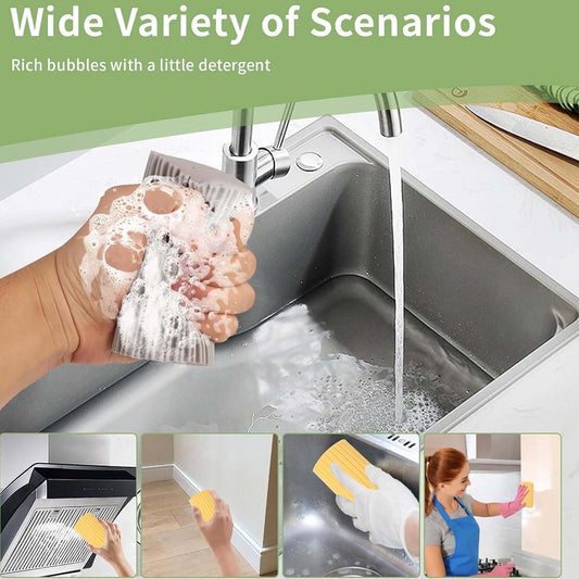 Damp Clean Duster Sponge 4 Pack,Magic Sponges Eraser Baseboard Cleaner Tool,Reusable Household Cleaning Sponge for Blinds, Glass, Railings, Mirrors, Floorboards, Fan Blades, Vents(Multi Color)