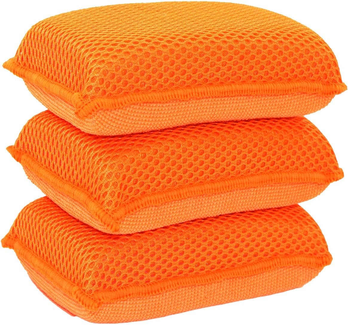 Miracle Microfiber Kitchen Sponge by Scrub-It - Non-Scratch Heavy Duty Dishwashing Cleaning sponges- Machine Washable - (Blue)
