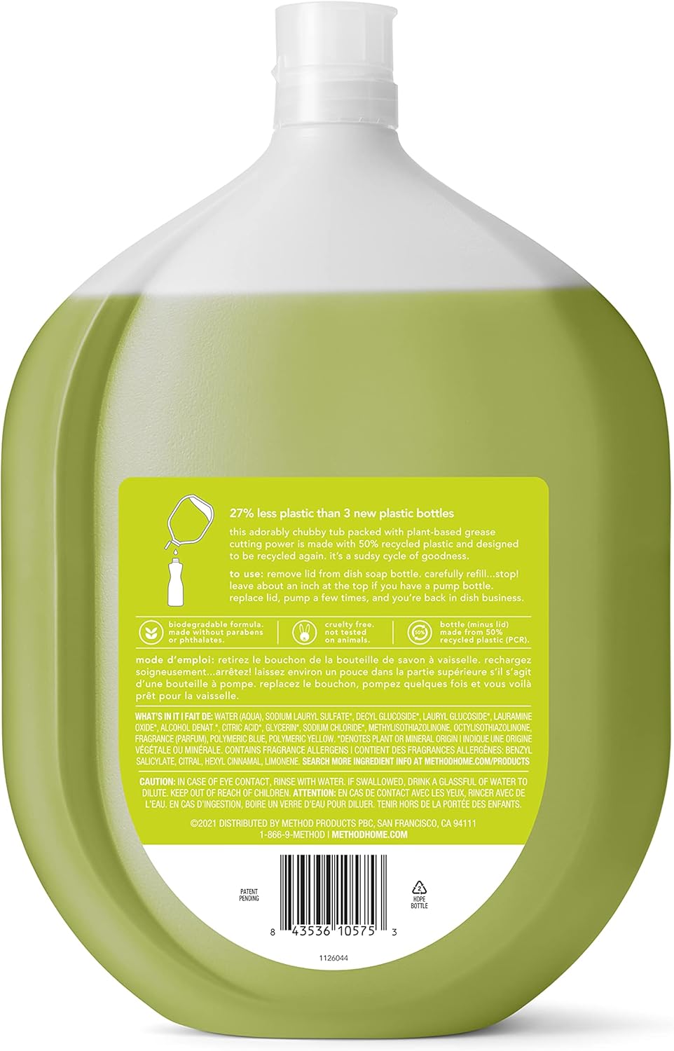 Method Gel Dish Soap, Lime + Sea Salt, Tough on Grease, 18 Fl Oz (Pack of 6)