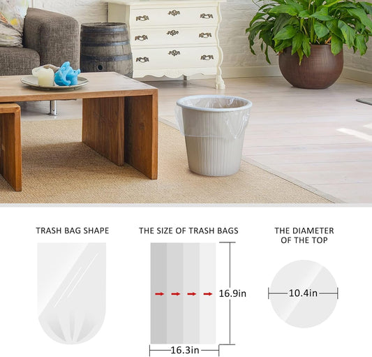 Teivio Small Trash Bags 4 Gallon 120 Counts Garbage Bags, Bathroom Trash Can Bin Liners, Small Plastic Bags for home office kitchen, fit 12-15 Liter, 3,3.5,4.5 Gal, Clear