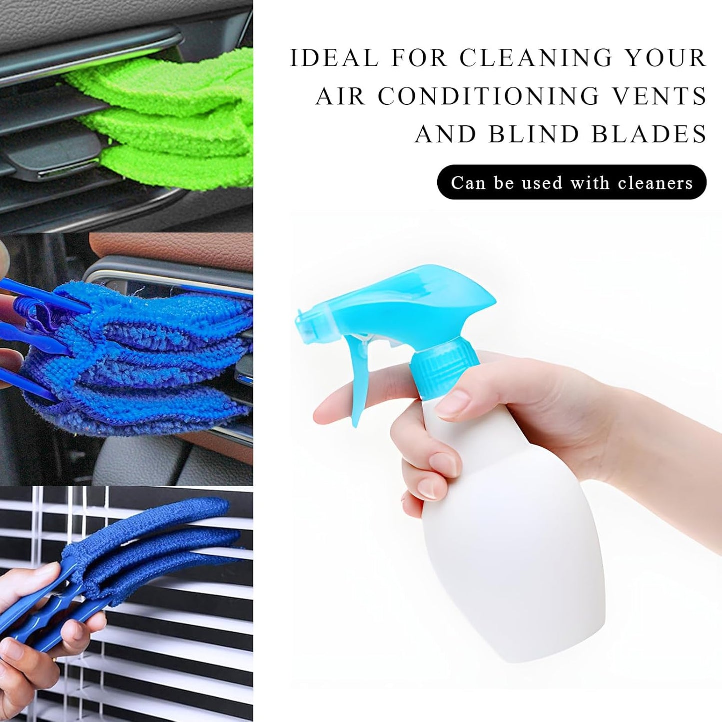 Window Blind Cleaner Duster Brush, Blind Duster Brushes with 5 Washable Microfiber Sleeves, Cleaner Brush Tools for Window Blinds Air Conditioner Vents, Car Accessories