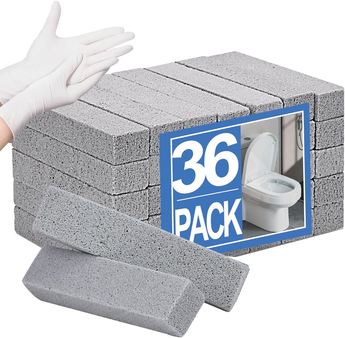 Herda 10 Pack Pumice Stone for Toilet Bowl Cleaning, Powerfully Pumice Stick for Cleaning Hard Water Rings, Calcium Buildup, Rust, Pumice Bar for Toilets, Bathtubs, Grills, Swimming Pools, Sinks