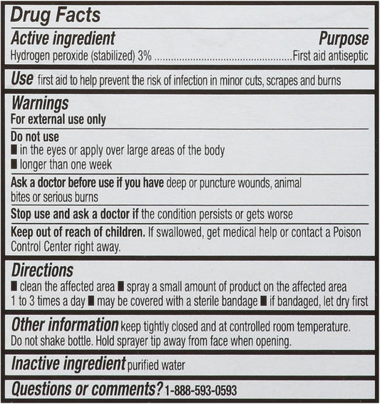 LEADER Hydrogen Peroxide Spray Bottle First Aid Antiseptic 3% Solution – Multi-Purpose Cleaner, Gentle & Effective Disinfectant Spray for Home, Cuts, and Scrapes, Easy-to-Use 8 oz Bottle