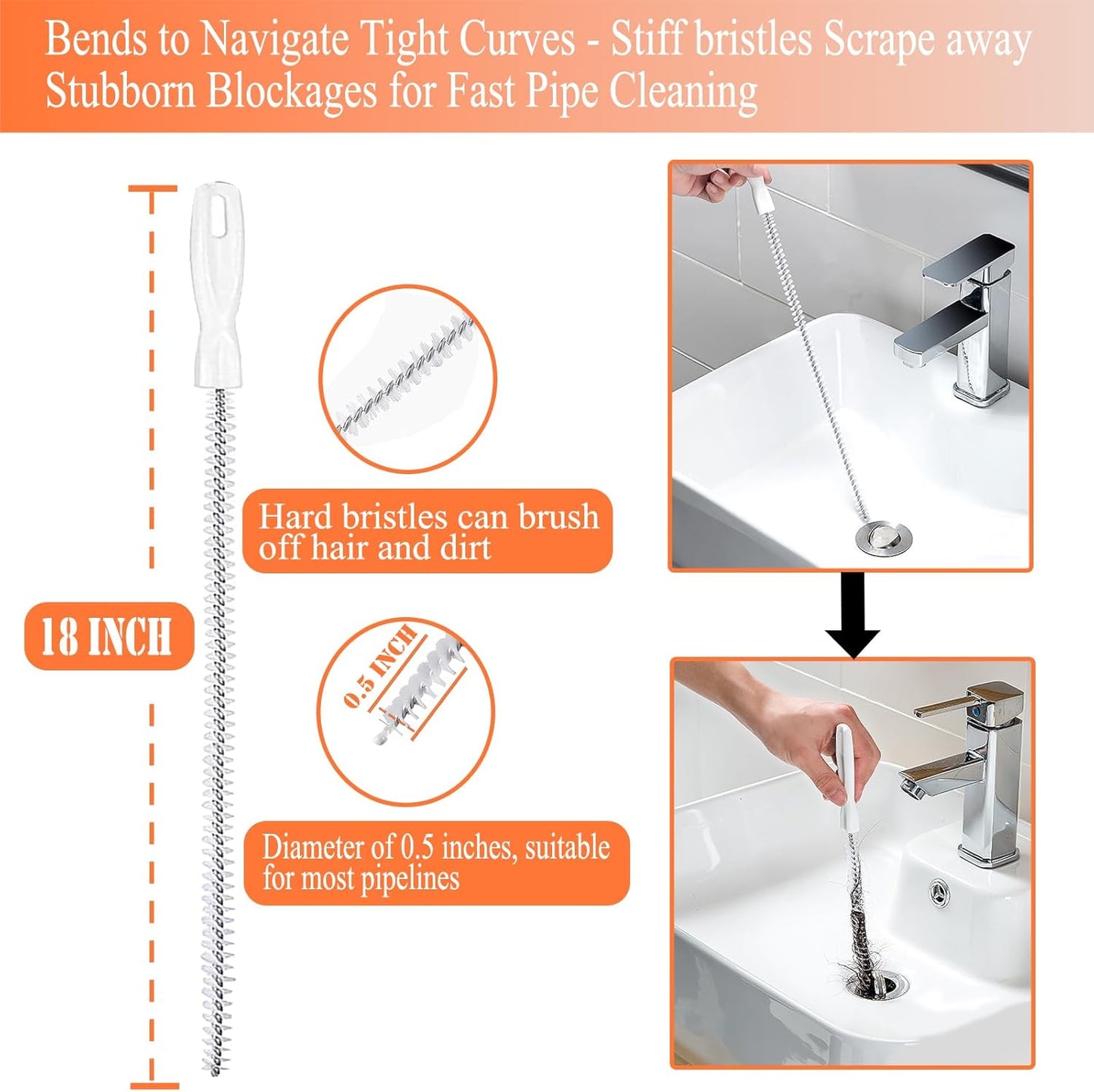 33 Ft Drain Snake Auger, Heavy Duty Plumbing Snake for Sink, Tub, and Shower, Clog Remover Drain Cleaner Tool with Gloves