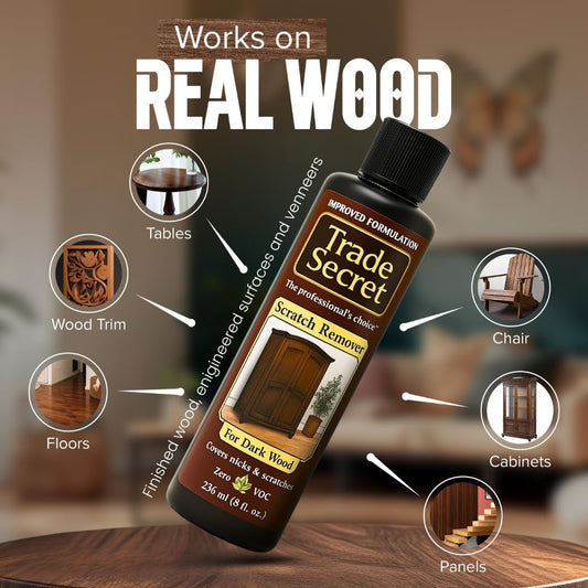 Trade Secret Scratch Concealer for Real Wood Furniture & Floors – Restores Dark Wood Scratch, Covers Nicks, Scuffs & Dogs, Cats Scratches, Marks, Minor Defects