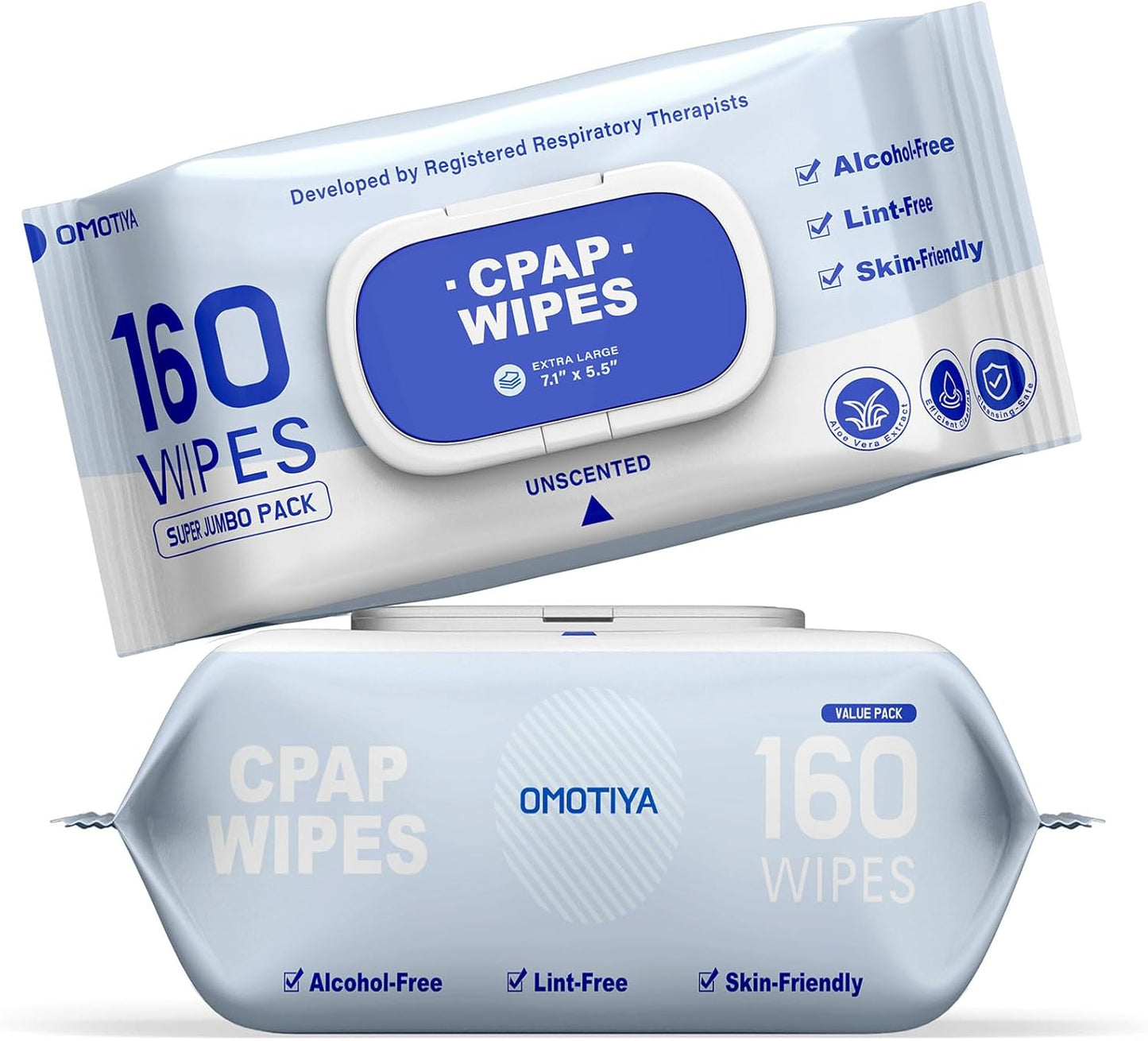 CPAP Mask Wipes, 160 Count Super Jumbo Pack, FSA/HSA Eligible, Extra Large & Moist, Unscented, Lint Free, Alcohol Free, Cleansing-Safe, Cleaning Wipes for Mask, CPAP Machine & Supplies, 1-Pack