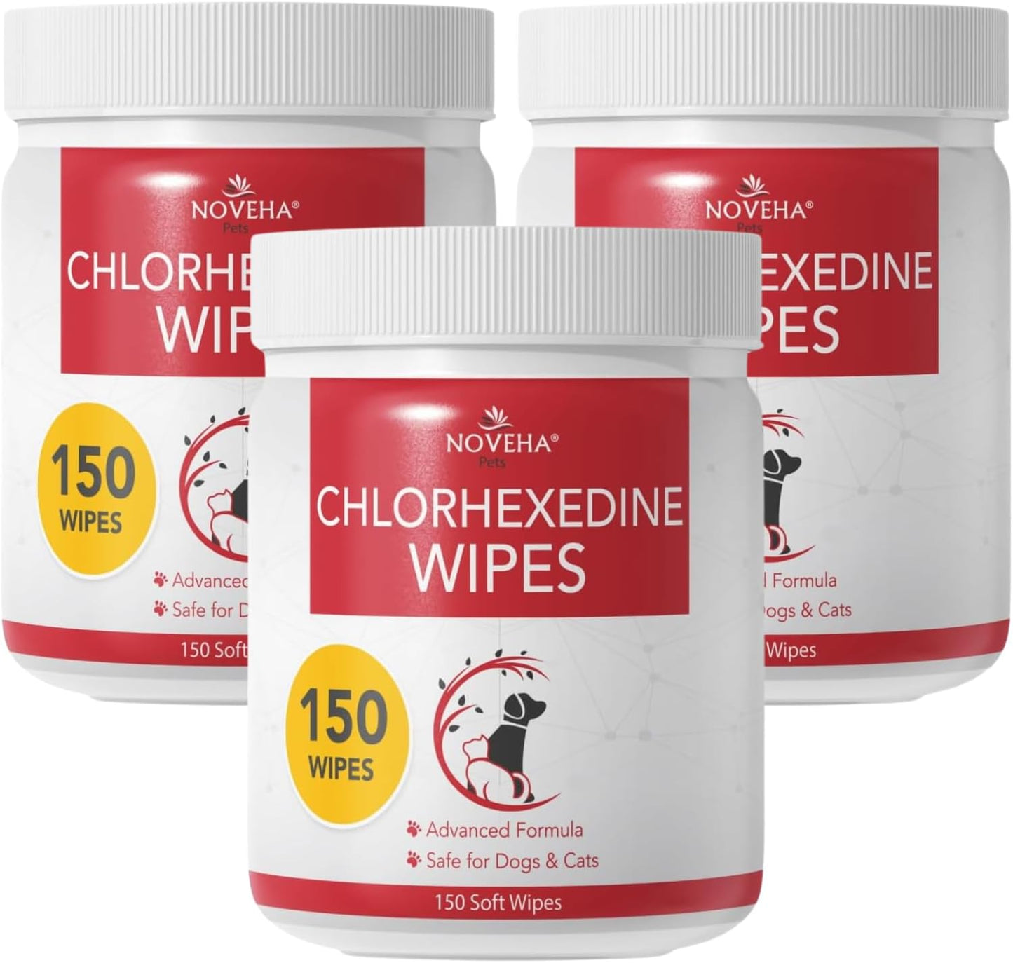 NOVEHA 120PCs XL Formulated Pet Wipes for Dogs & Cats - Safe for Facial & Finger Folds, Underarms, Groin, Hot Spots, Redness & Skin Relief, On-the-Go Size 5.5" x 7"