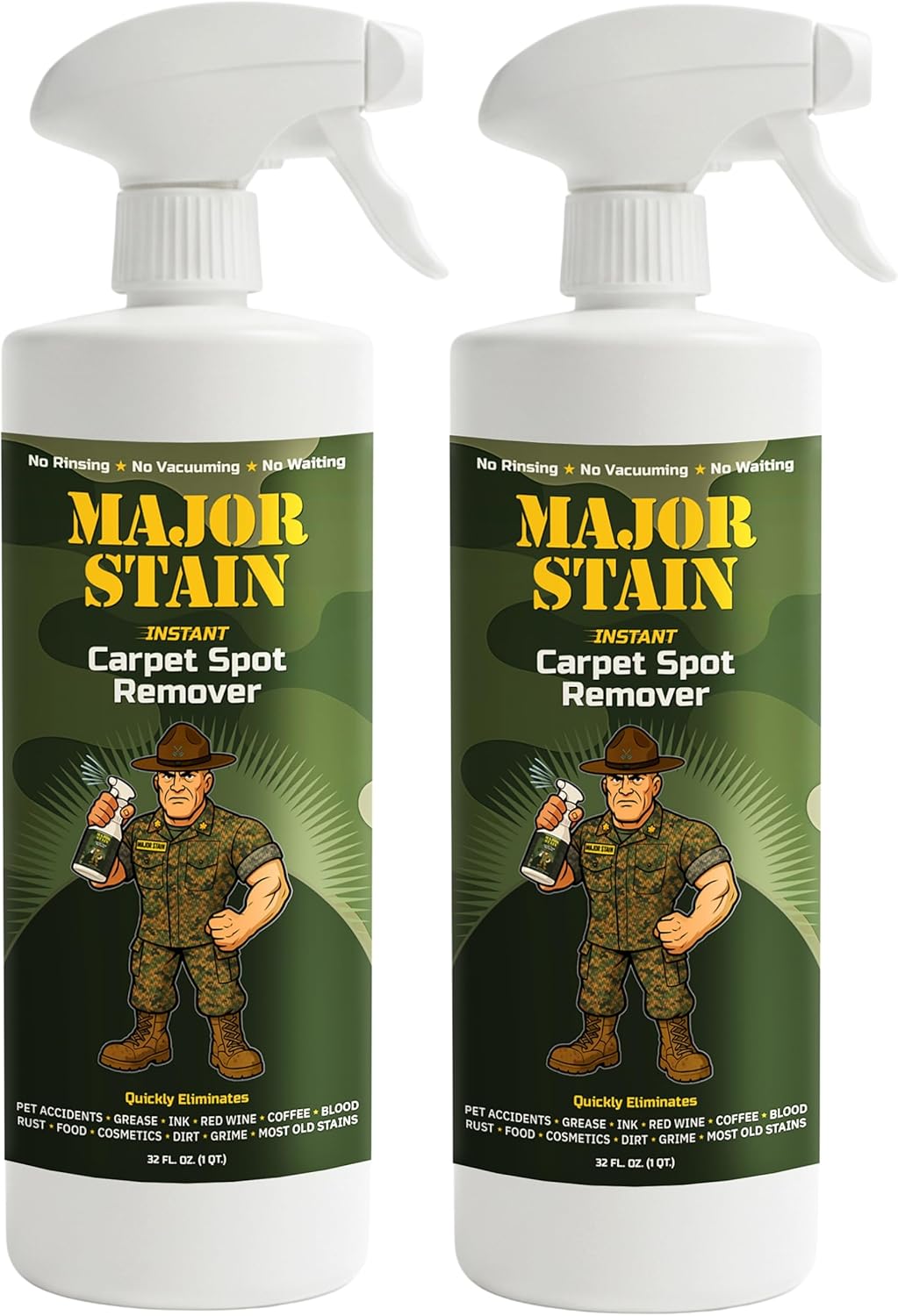 Major Stain Carpet Stain Remover Spray – 32oz – Powerful Carpet Cleaner Spray & Spot Remover for Carpet, Upholstery & Rugs – Removes Wine, Coffee, Grease & Food Stains – Fragrance Free