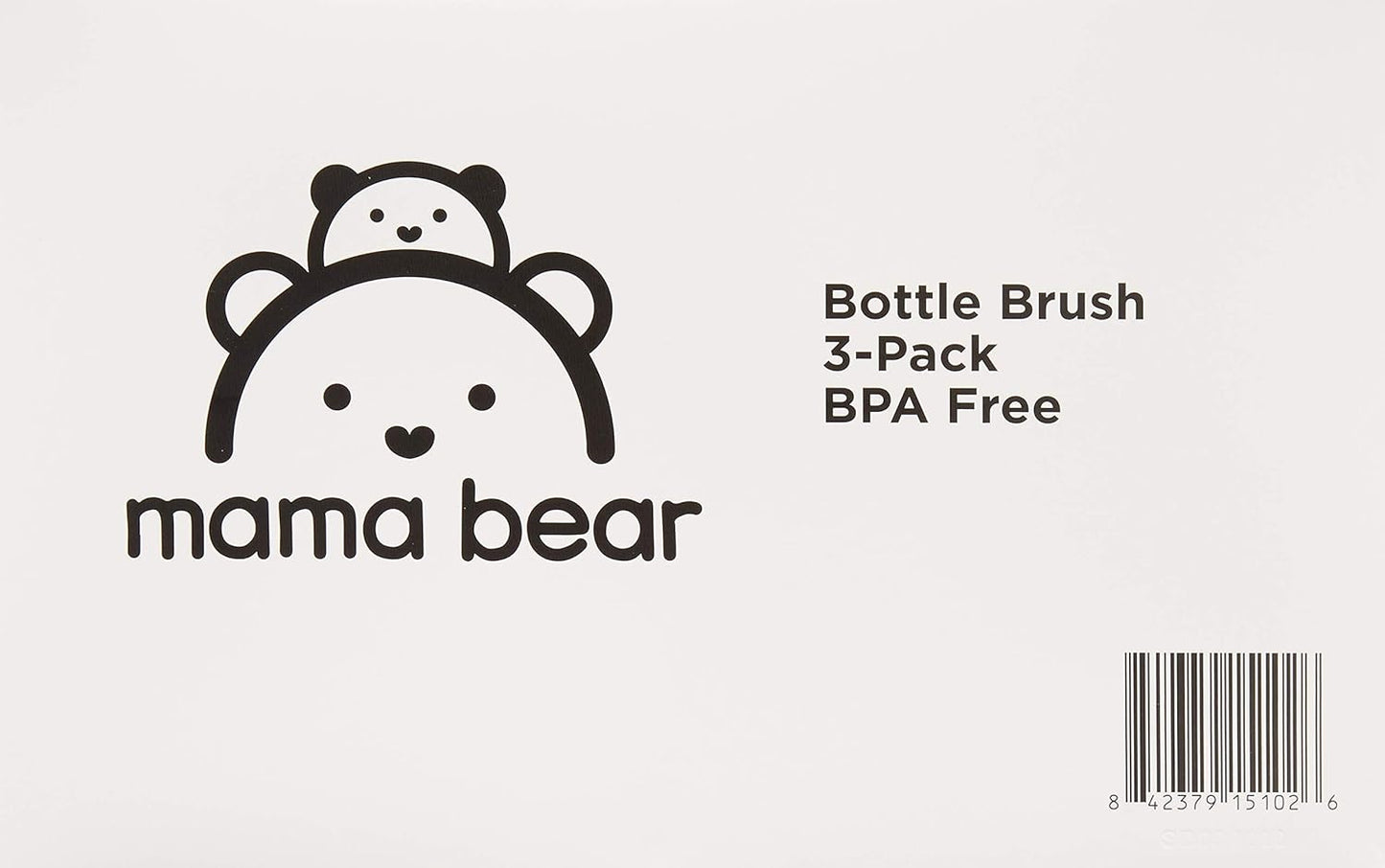 Amazon Brand - Mama Bear Baby Bottle Brush with Nipple Cleaner and Suction Cup Stand, White (Pack of 3)