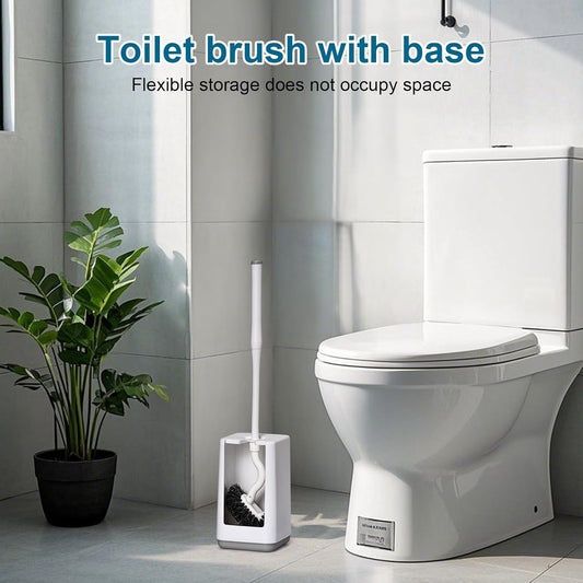 Toilet Bowl Brush and Holder Sturdy Plastic Long Handled Toilet Brushes for Bathroom with Ventilated Base Easy to Assemble for Deep Cleaning (White 1)