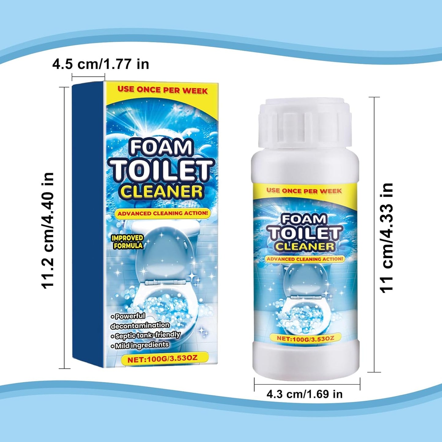 2Pcs Foam Toilet Cleaner, 2025 Upgrade Powerful Toilet Bowl Cleaner, Advanced Home Bathroom Cleaning Solution, Bowl Cleaners for Toilets Squatting Pans, Deep Cleaning