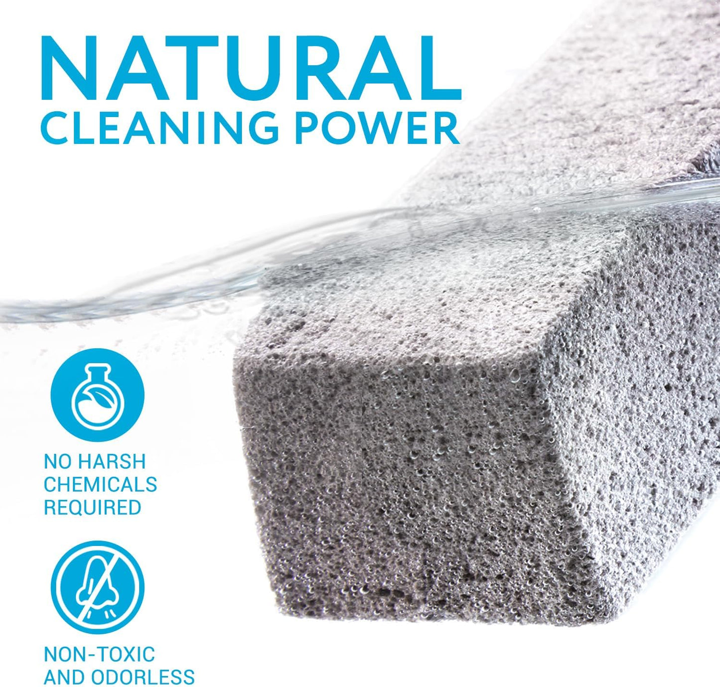 IMPRESA Pumice Stone Toilet Cleaner with Handle - 2 Count, White Hard Water Stain Remover & Toilet Bowl Cleaner - Versatile Pool Tile & Grout Cleaning Tool