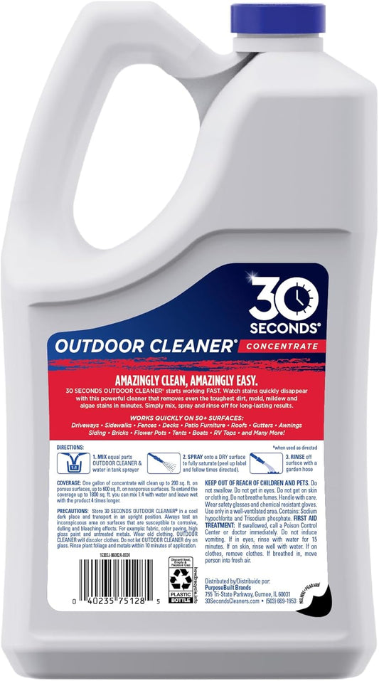30 SECONDS Outdoor Cleaner Dirt,Mold & Mildew Cleaner & Stain Remover Concentrate | 1 Gallon
