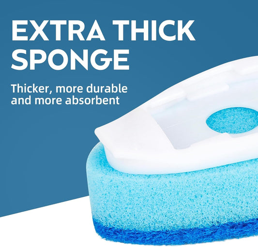 Dish Wand Sponge Refills, 6 Sponges Replacement Heads DishWand Non Scratch, Soap Control Handle Dispenser Scrubber Heavy Duty with Dishwashing Scrub Dispensing Brush Pads Cleaning Supplies (Blue)