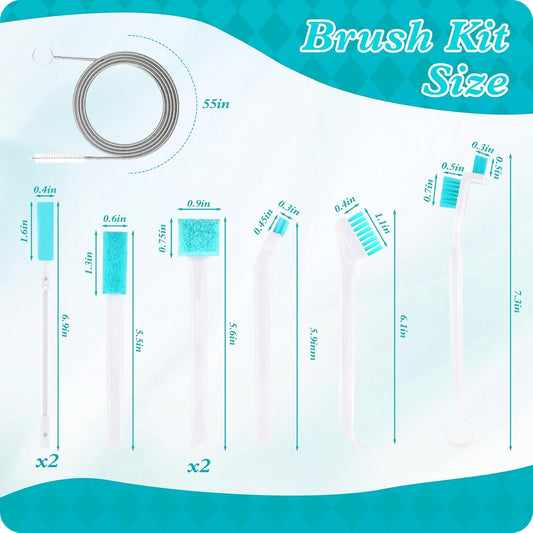 10PC Ice Maker Cleaning Brush Set,Countertop Ice Maker Cleaner - 2Pcs 55in Long Tube&Pipe Brush Nylon Bristles with 8Pcs Crevice Cleaning Brush