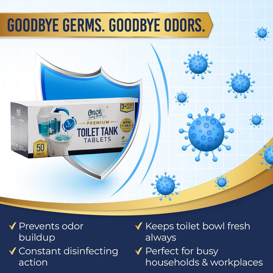 Once Every Month Premium Toilet Tank Cleaning Tablets, 300 Flush Count(50 Tablets),Long Lasting Automatic Cleaner, Spearmint Scent