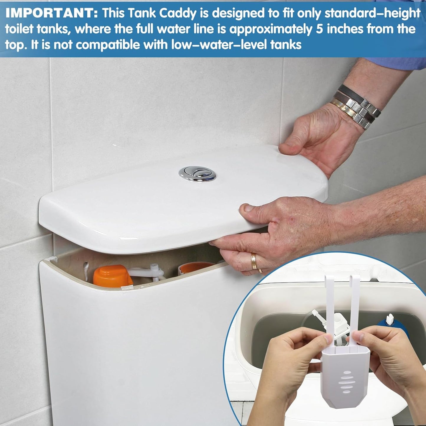 2Pcs Toilet Tank Cleaning Tablet Holder, Toilet Bowl Tablet Holder with Hook, Buffer Box Carrier Bleach Tablet Bracket, Keep Tablets Off Tank Wall, Prevent Residue Build-Up