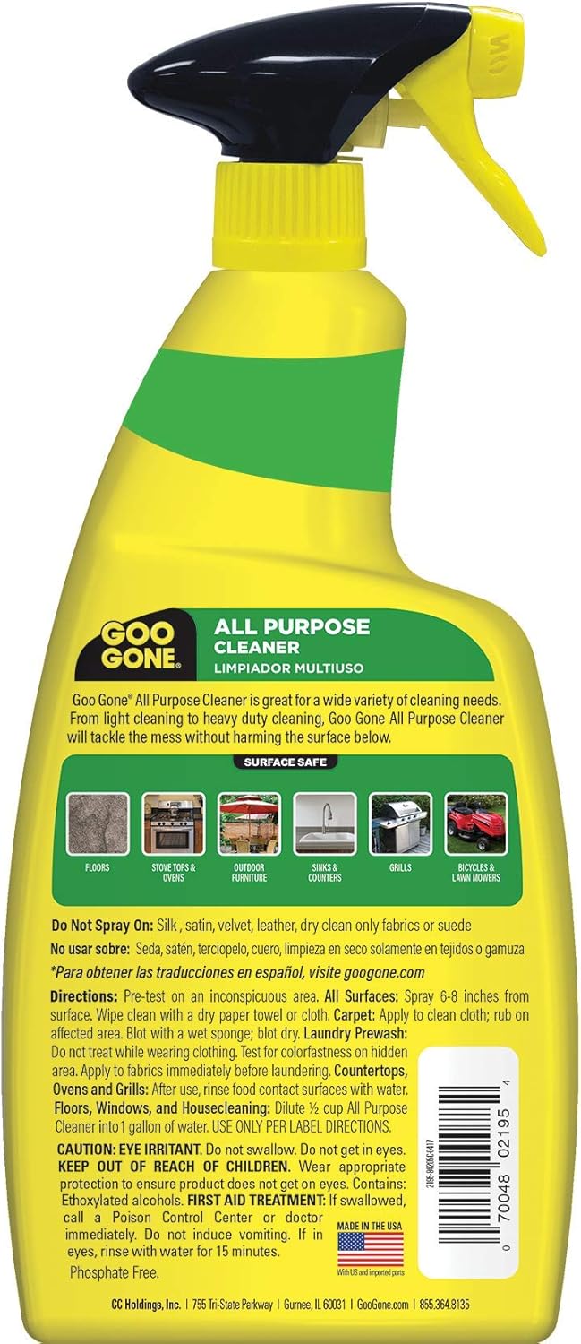 Goo Gone All-Purpose Cleaner - 32 Ounce - Removes Dirt, Grease, Grime, Multi Surface, Multi Purpose, De-Greaser, Cleaning Spray