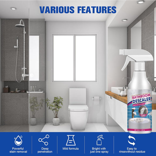 Bathroom Descaler Spray, 2 PCS Stubborn Stains Cleaner, Bathroom Foam Cleaner Spray, Bubble Cleaner Foam Spray, All Purpose Rinse Cleaning
