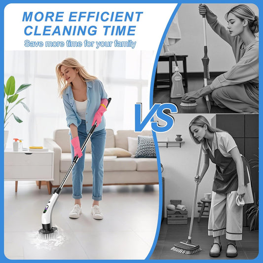 Electric Spin Scrubber - Cordless IPX7 Waterproof Shower Scrubber with 2 Speed Settings and 6 Replaceable Heads,Electric Cleaning Brush for Bathroom,Kitchen and Windows