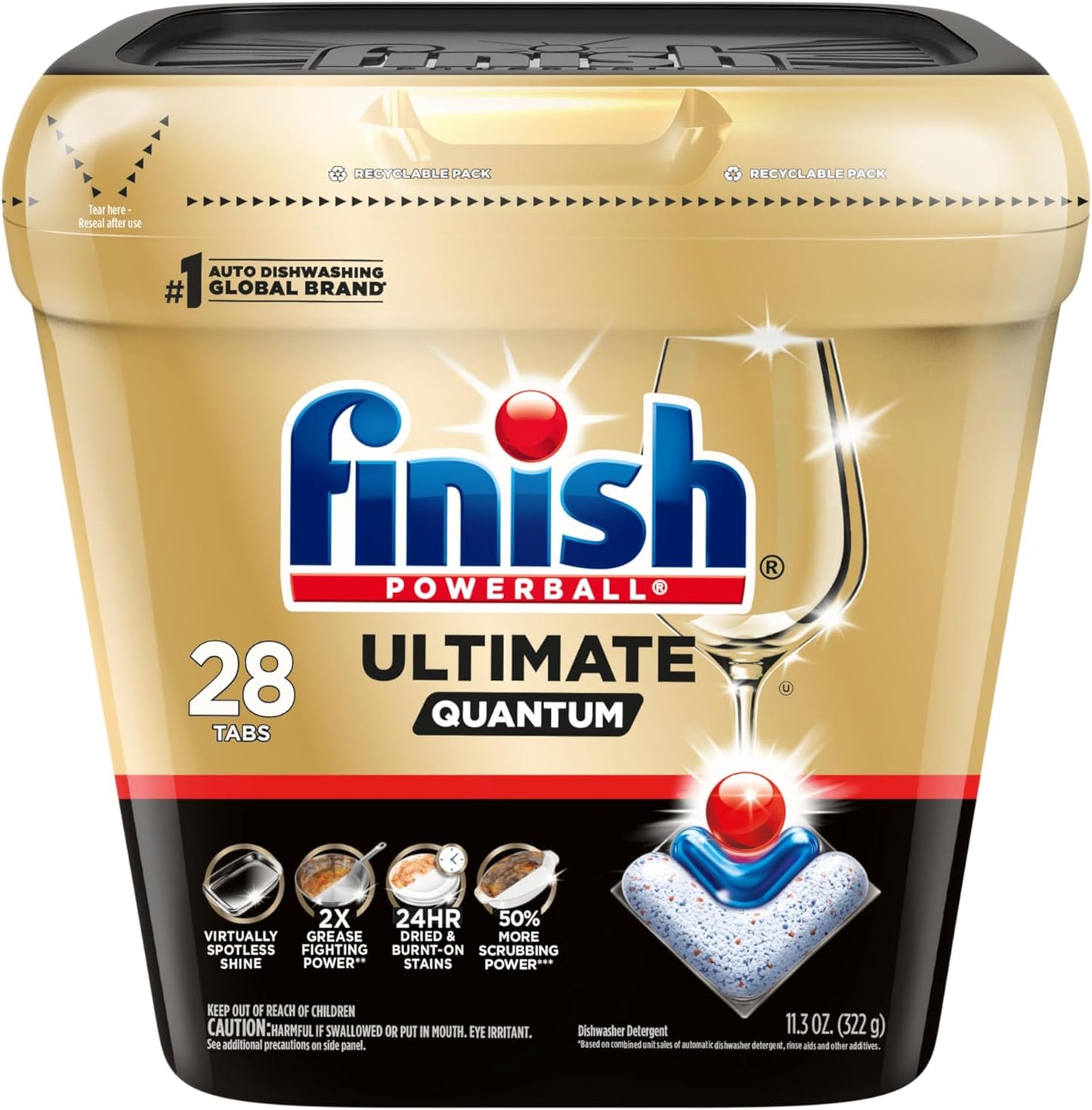 Finish Ultimate Dishwasher Detergent- 28 Count - With CycleSync™ Technology - Dishwashing Tablets - Dish Tabs