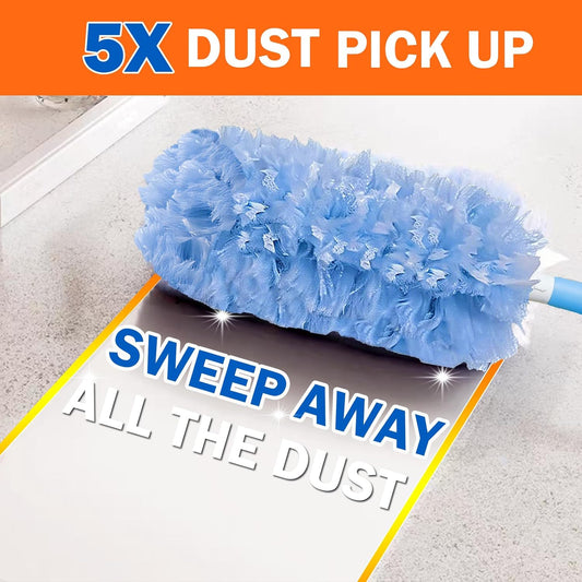 60 Heavy Duty Duster Refills for Swiffer Duster, 3 ft Extendable Handle, 1 Short Handle, Multisurface 360 Dusters kit for Dusting Furniture, Ceiling Fans, Blinds, Blue