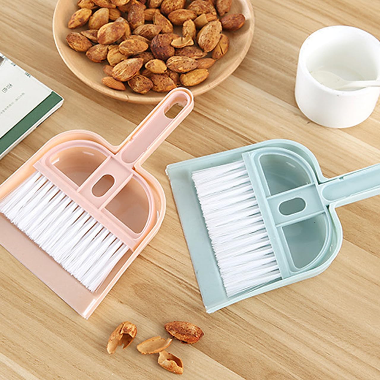 6Set Small Dustpan and Brush Set Small Cleaning Brush Portable Hand Broom for Office Kitchen Table Desk Keyboard Cars and Pet Nest Floor Cleaning Supplies
