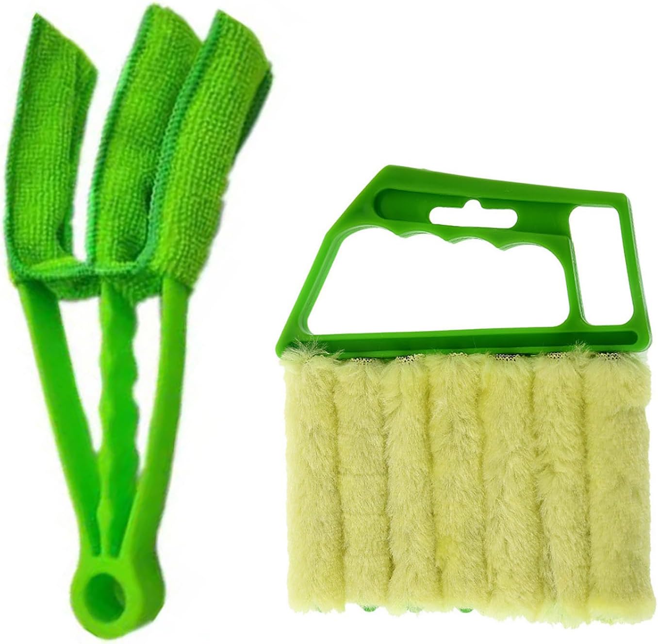 Blind Cleaner Duster Tool, 7 Finger & 3 Finger Window Venetian Blind Brushes, Washable Mini Cleaner Brush, Venetian Blinds Duster Brush for Window & Air Conditioner Fan, 2 Pack, Blue, PP+Microfiber