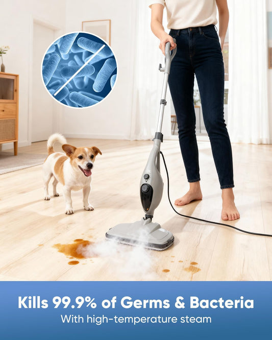 CYK Steam Mops for Floor Cleaning, 12 in 1 Handheld Steam Cleaner for Home, Floor Steamer for Hardwood Floors and Tile (Purple-grey)