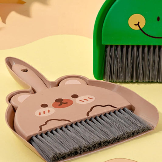 Portable Hand Broom and Dustpan Set, Cute Mini Broom and Dustpan Set with Durable Brush,Lightweight Small Dust Pan and Broom Set for Desktop Cleaning Small Space Cleaning(Rabbit)