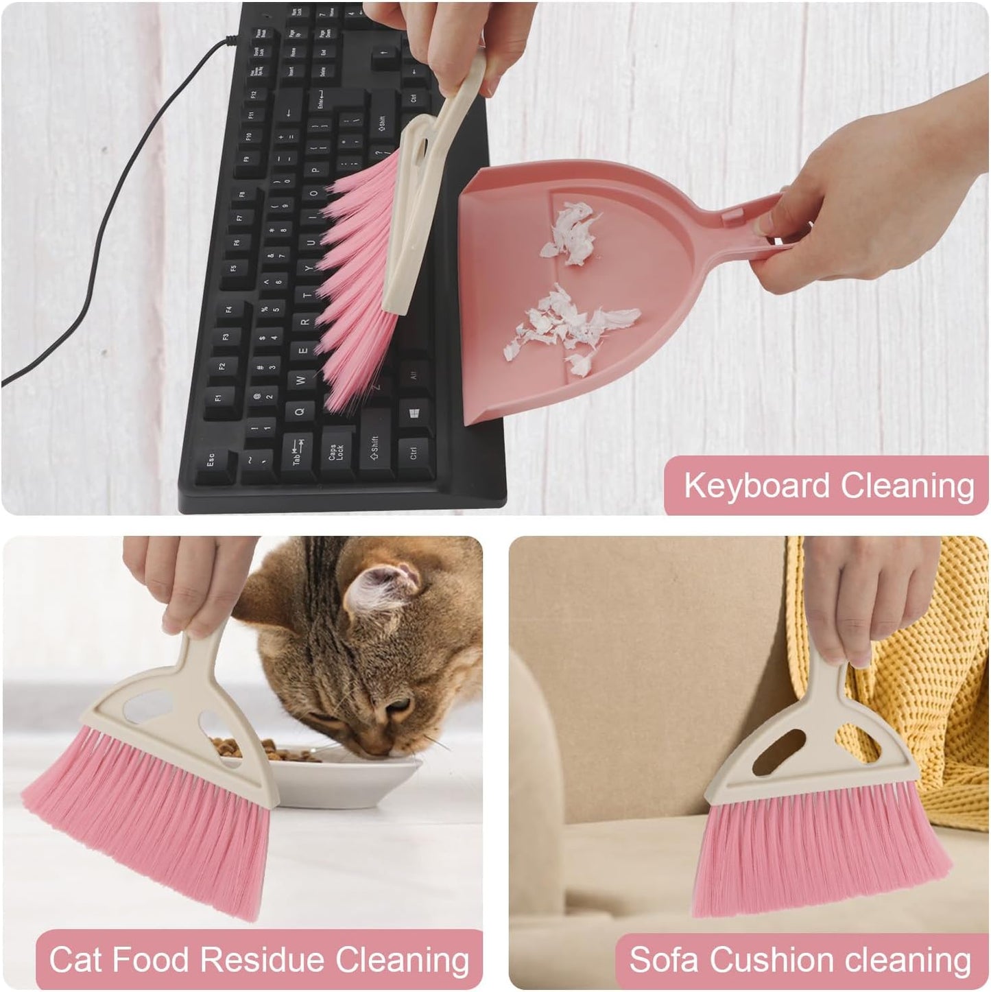 Mini Dustpan and Brush Set Portable Small Broom with Dust Pan Handheld Hangable Whisk Broom and Dust Pan for Home, Kitchen, Table, Office, Car 1 Pcs (Green)