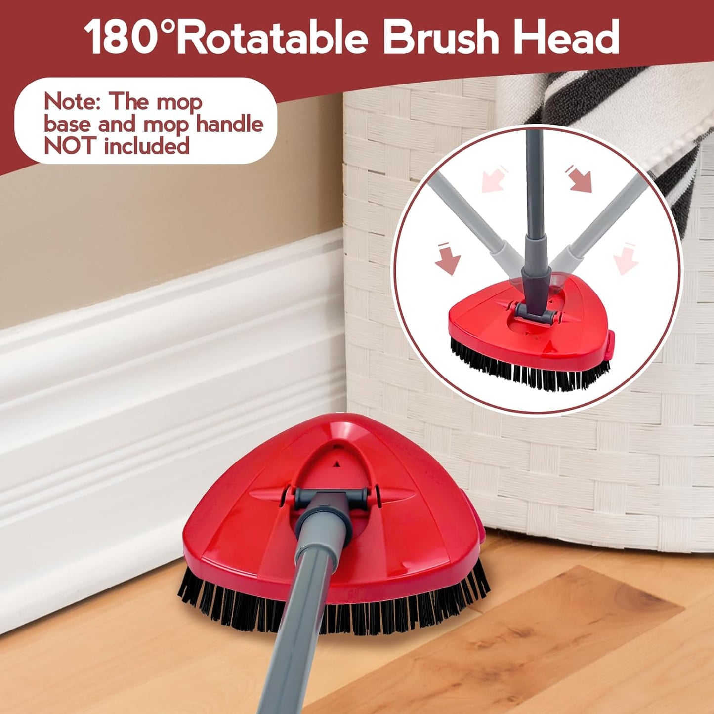 Spin Mop Scrub Brush Head Compatible with oceda EasyWring 1-Tank System, 2 pcs Scrub Brush, Floor Scrubber Hard Bristle Cleaning Brush for Bathroom, Kitchen, Tub and Tile