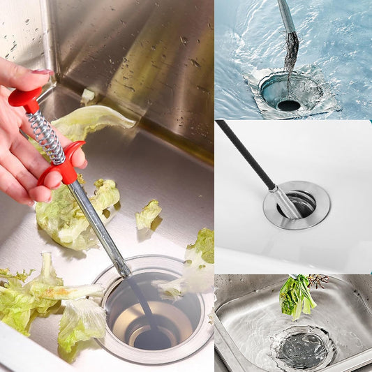 Drain Snake,61 Inch Hair Drain Clog Remover- Flexible Gutter Cleaning Tools for Home Sink, Bathroom Tub,Drain, Toilet, Tight Spaces