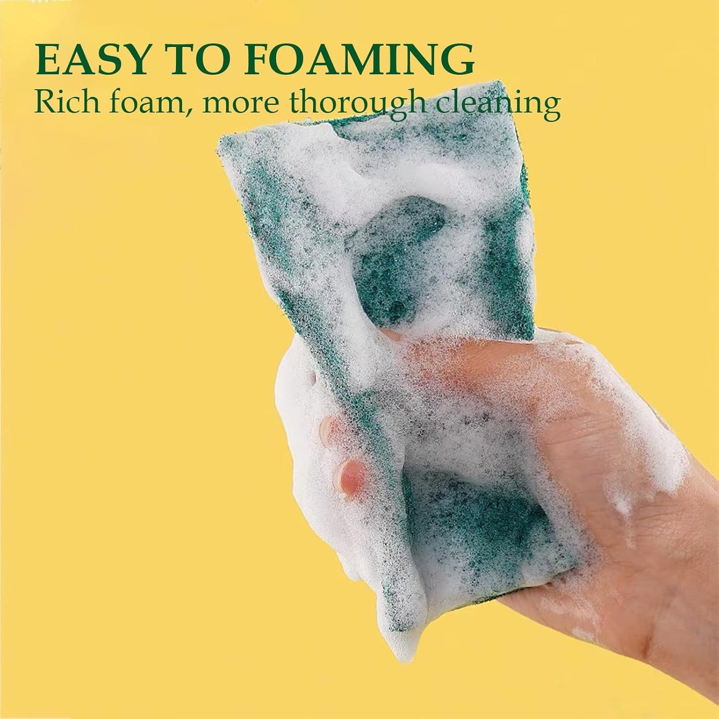 Heavy Duty Scour Pads Sponge Dish Scrubber Green Reusable Household Scrub Pads for for Dishes, Kitchen Scrubbers & Metal Grills 4 x 6 x 0.31inch (10Pcs)