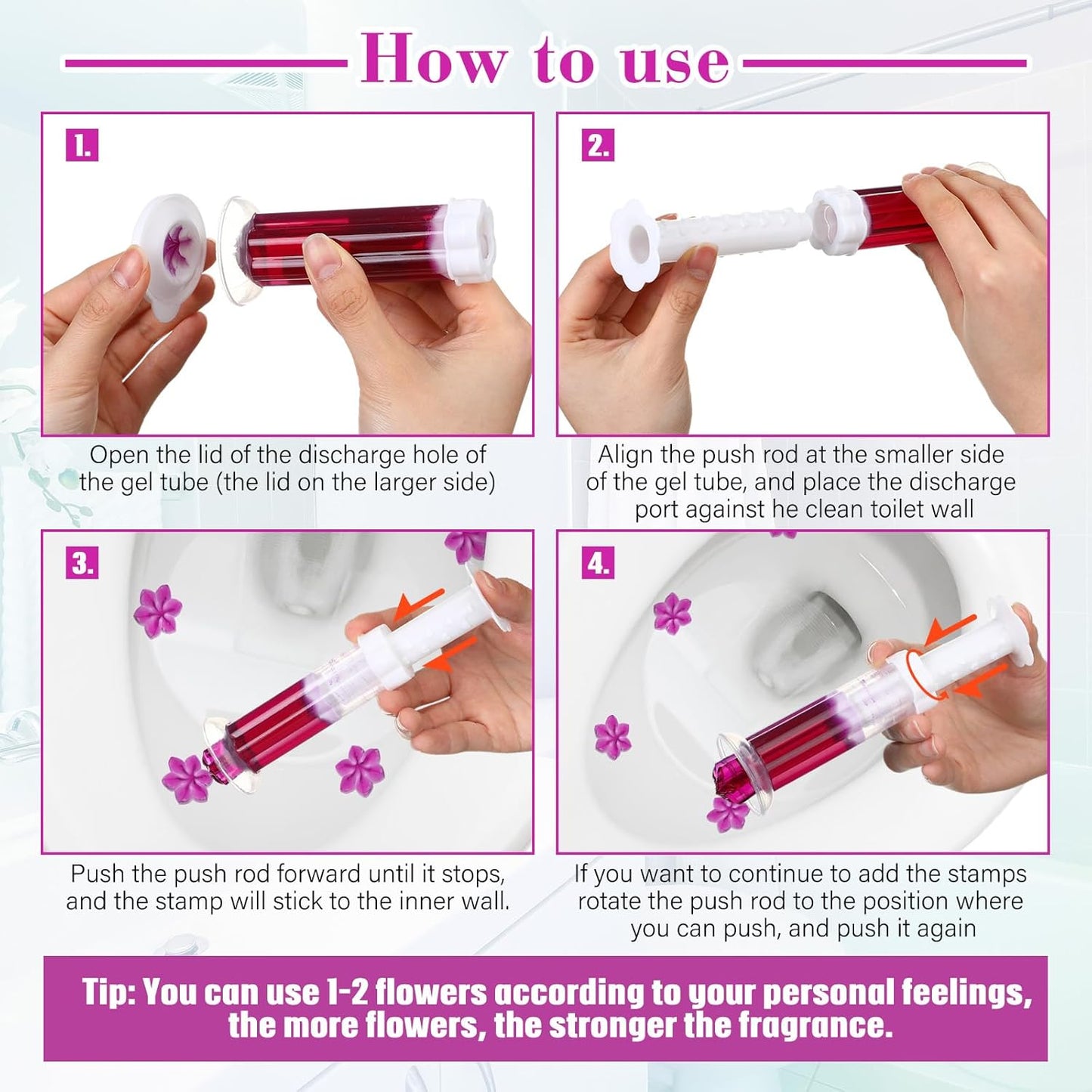 6 Pcs Toilet Gels 84 Count 1 Kind Flower Stamp Bowl Gel Scent Toilet Stain Removal Cleaner Air Freshener Flower Stamps Pack for Bathtubs Bathroom