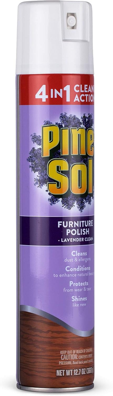 Pine-Sol Furniture, Polish 4in1 Cleaning Action Wood Polish Spray Wood Polish Spray for Your Cleans Conditions Protects and Shines Ounces Original Pine Scent, Yellow, Lemon, 12.7 Fl Oz