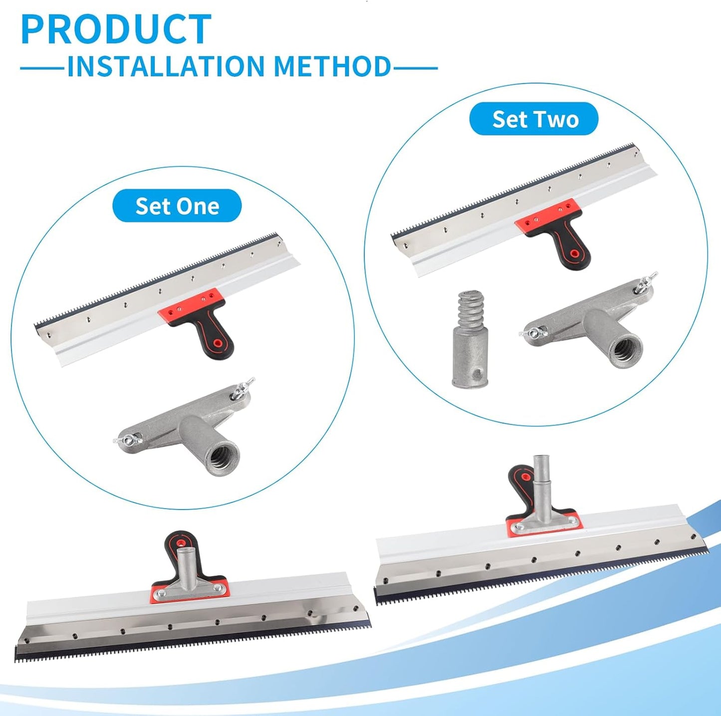Self-Leveling Epoxy Floor Tool Kit with 20" Spiked Roller, 22" Epoxy Squeegee, 9" Bubble Buster Roller, Extension Poles, Spiked Shoes, and Gloves for Concrete Coatings & Paint Applications