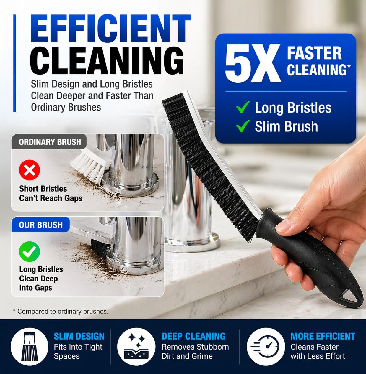 Cadley Cleaning Brush Set of 4, Cleaning Brushes for Household Use, Grout Cleaner Brush with Long Handle, Gap Cleaning Tool, Hard Bristle Brushes for Bathroom, Kitchen & Home Essentials
