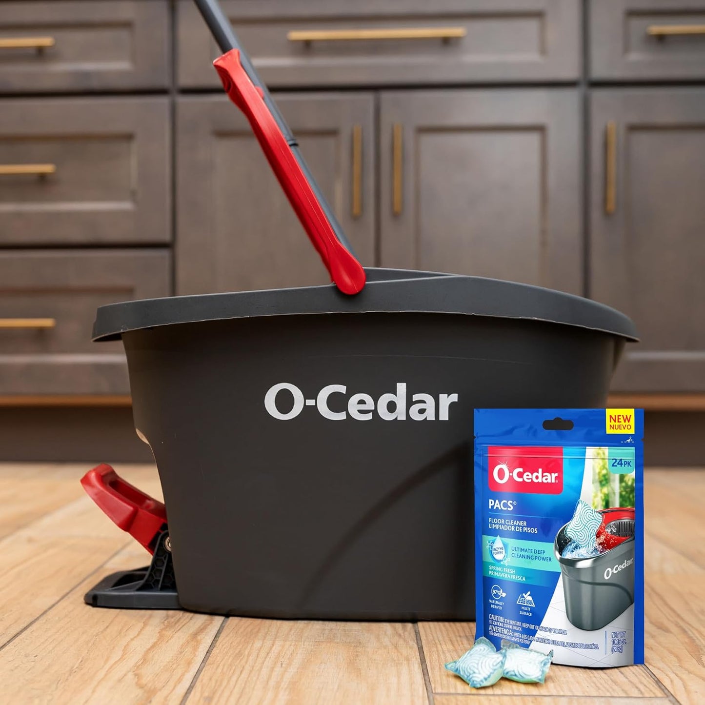 O-Cedar PACS Hard Floor Cleaner, Crisp Citrus Scent 10 Count (1-Pack) | Made with Naturally-Derived Ingredients | Safe to Use on All Hard Floors | Perfect for Mop Buckets