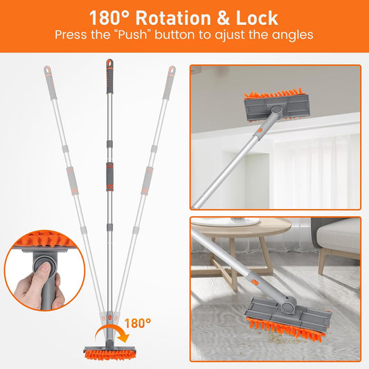 Ceiling Fan Cleaner Duster with 63" Extension Pole, Ceiling Fan Blade Cleaning Tool, Dusters for Cleaning High Ceiling Fan Reusable Chenille Pads for Blind, Baseboard, Wall