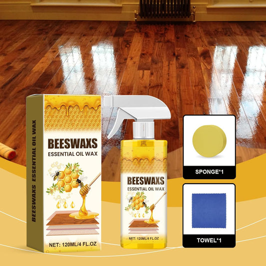 Wood Polish Spray– Shine & Protect + Free Sponge & Towel, Bees Wax Furniture Polish and Cleaner, Natural Care and Repair Agent, Suitable for Living Room, Kitchen, Wooden Furniture and Floor (2PCS)