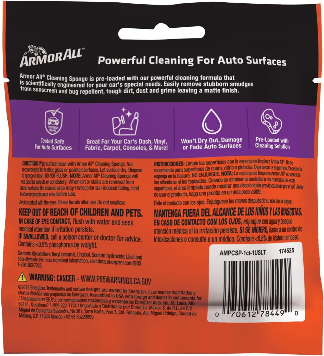 Armor All Cleaning Car Sponge, Car Wash Supplies for Cars, Trucks and Motorcycles, Yellow