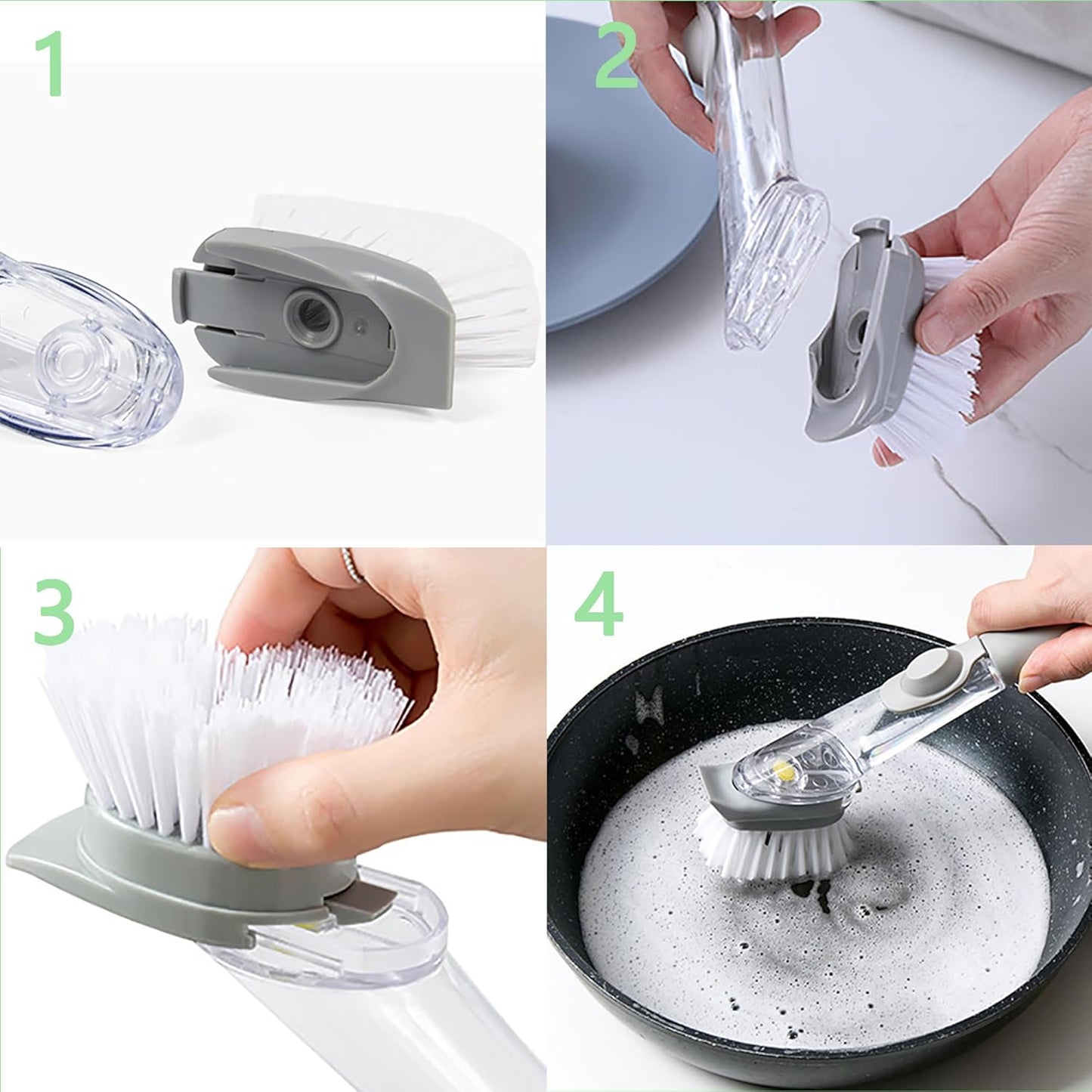 Dish Brush Refills Replacement Heads Compatible with Scrub Daddy Dish Wand,Replacement Brush Cleaning Heads for Soap Dispensing Brushes 4pcs